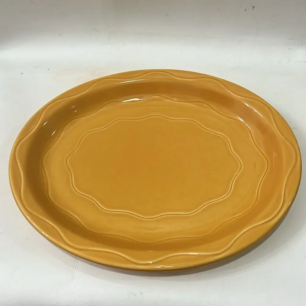 Syracuse USA Oval Plate Serving Platter Sunny Saffron Yellow Orange Heavy China